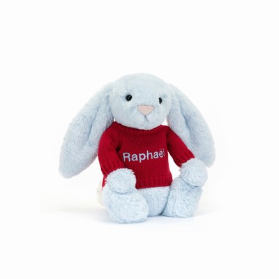 Jellycat Bashful Blue Konijn with Red Jumper | FD2143976